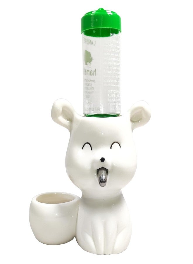 Starryfill Hamster 2-in-1 Bunny-Shaped White Ceramic Water Bottle Holder & Food Bowl for Gerbils Small Animals,Cute Accessory(Water Bottle Included) - Image 1